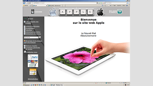 Site web fictif de vente en ligne Apple