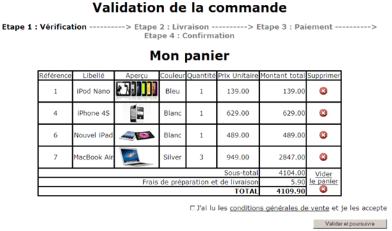 Site web fictif de vente en ligne Apple