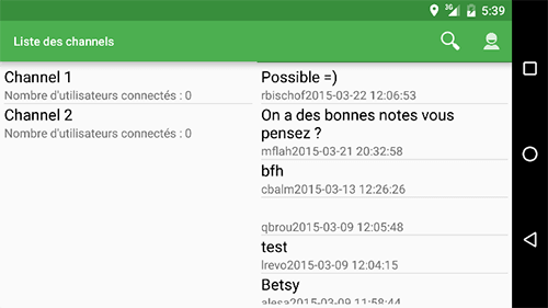 Application Android Channel Messaging