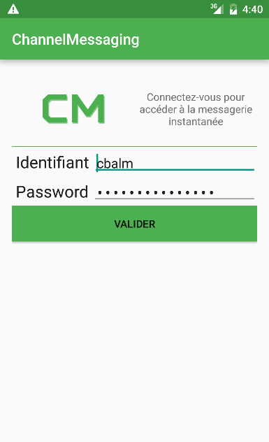 Application Android Channel Messaging