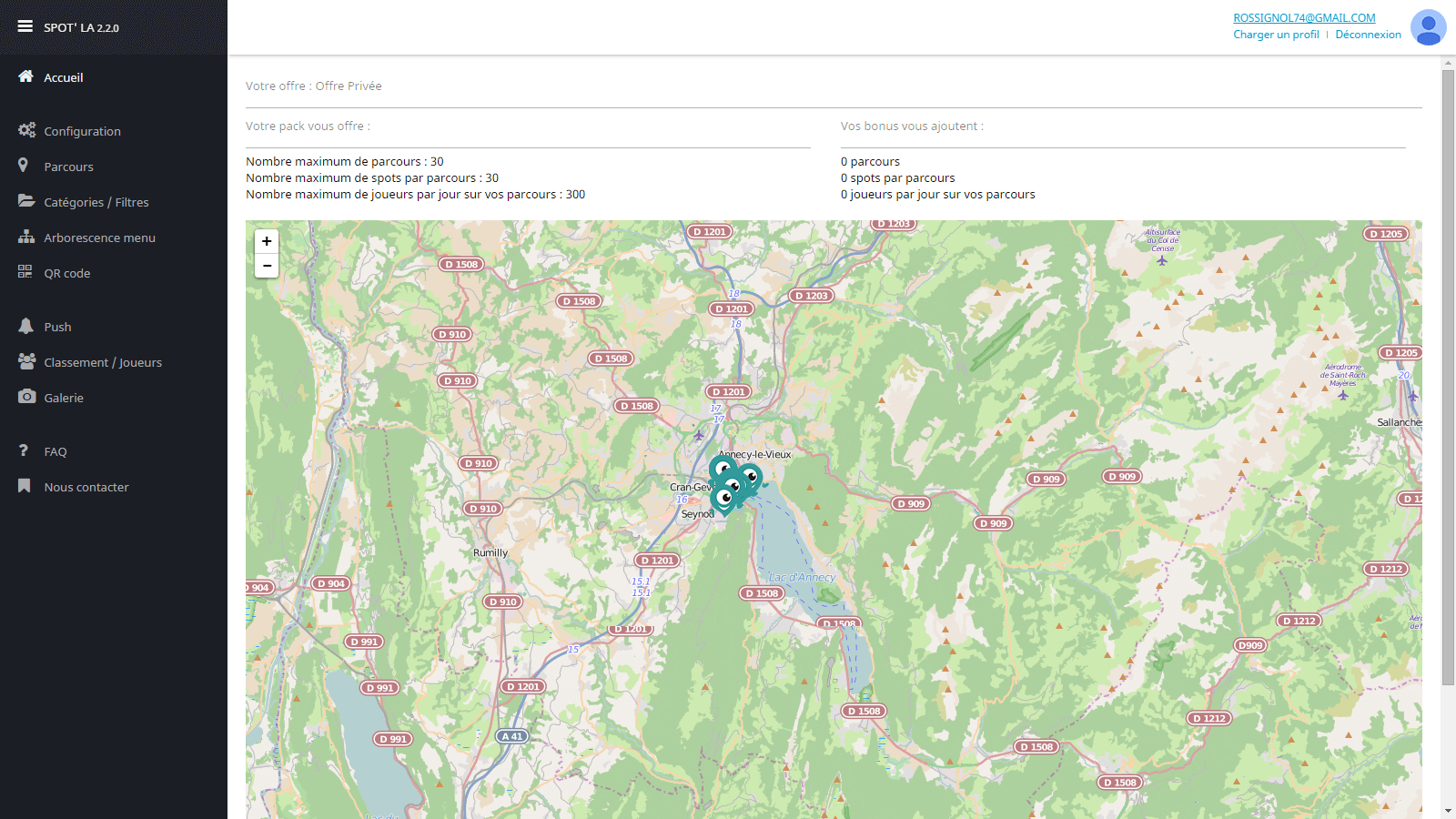 Application web Spot'La (back office de l'application mobile précédente)