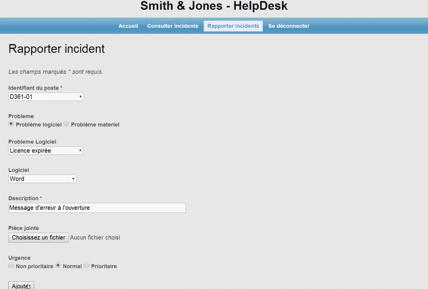 Site web fictif de gestion d'un parc informatique
