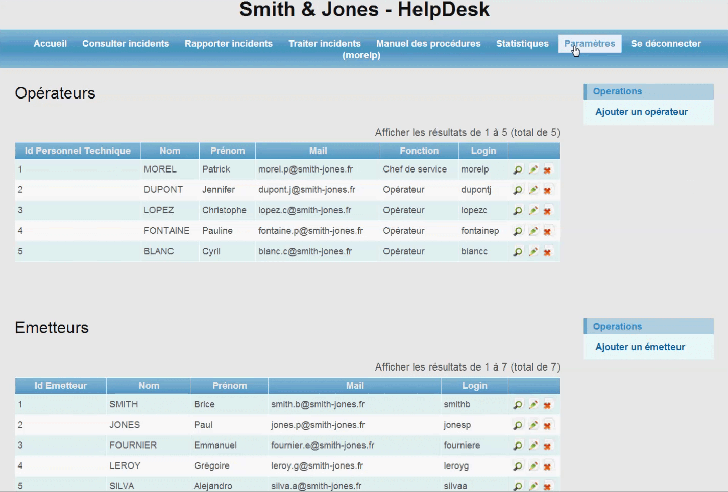 Site web fictif de gestion d'un parc informatique