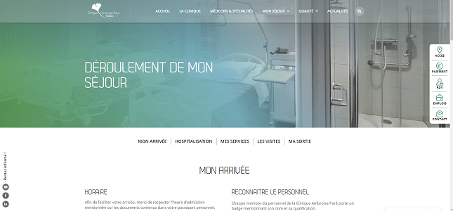 Louis Pasteur Santé page de contenu d'un mini-site